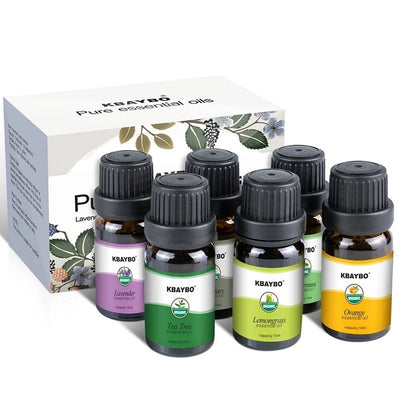 A set of 6 10ml essential oil blends Includes six 10ml (.33oz) bottles Essential Oils Set by Pure Aroma Includes Lavender, Sweet Orange, Peppermint, Tea Tree, Lemongrass, Eucalyptus 6 popular and practical essential oils Essential Oils, KIT 6, 10ml each 